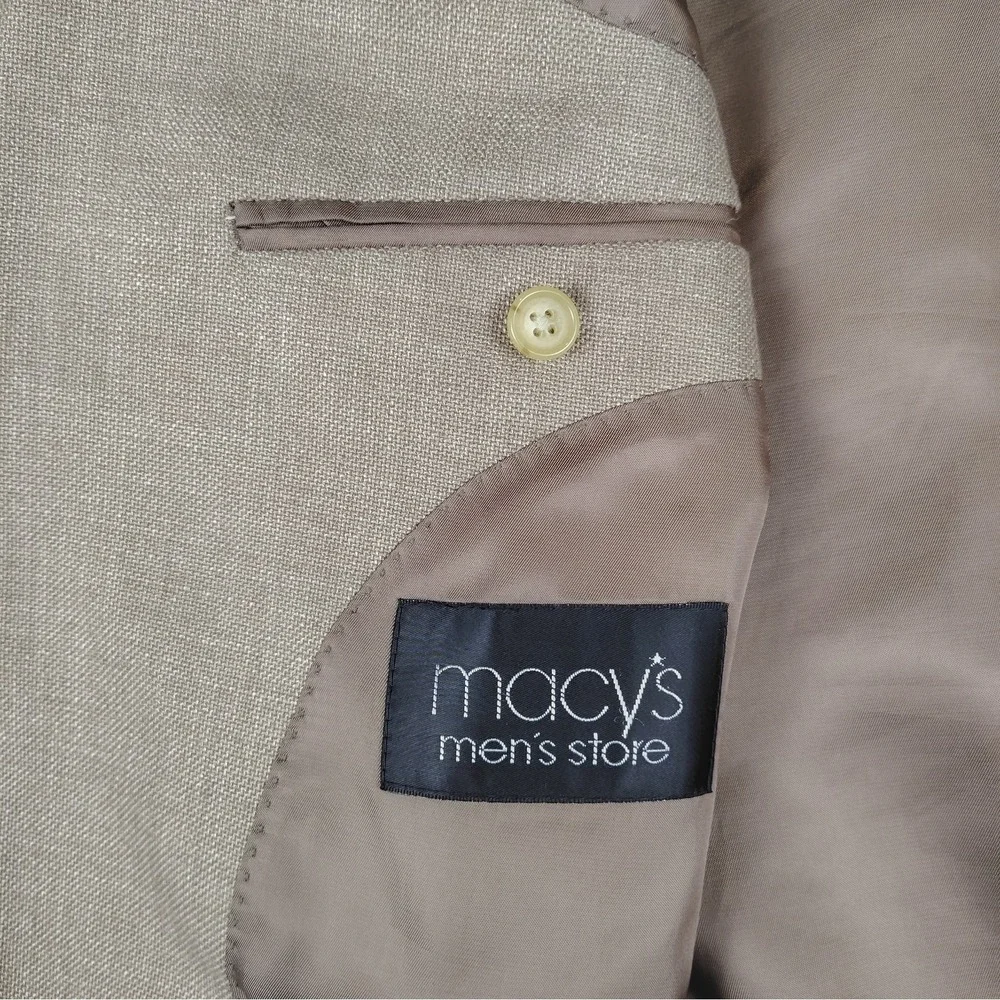 Lauren Ralph Lauren 42L Mens Sport Coat Tan Linen Blend 2 Button Blazer Macy's
